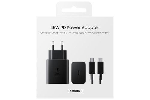 Samsung 45W PD USB-C reseladdare med USB-C-kabel Svart