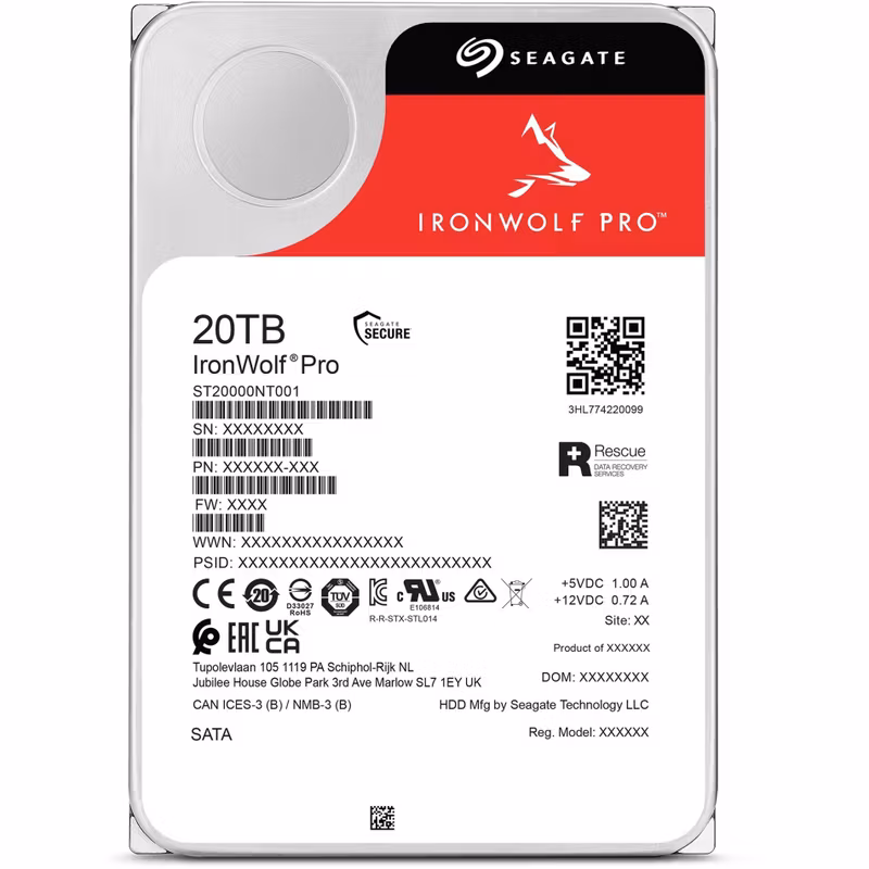Seagate IronWolf Pro Hårddisk ST20000NT001 20TB 3.5" SATA-600 7200rpm – Factory Recertified