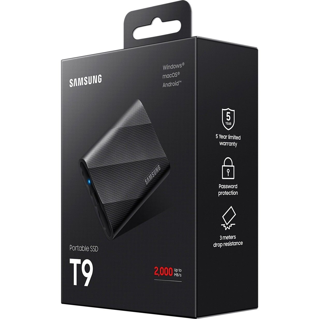 SAMSUNG Portable SSD T9 2 TB, External SSD (black, USB 3.2 Gen 2x2 (20Gbps)