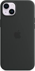 Apple silicone case with MagSafe, mobile phone cover (black, midnight, iPhone 14 Plus)