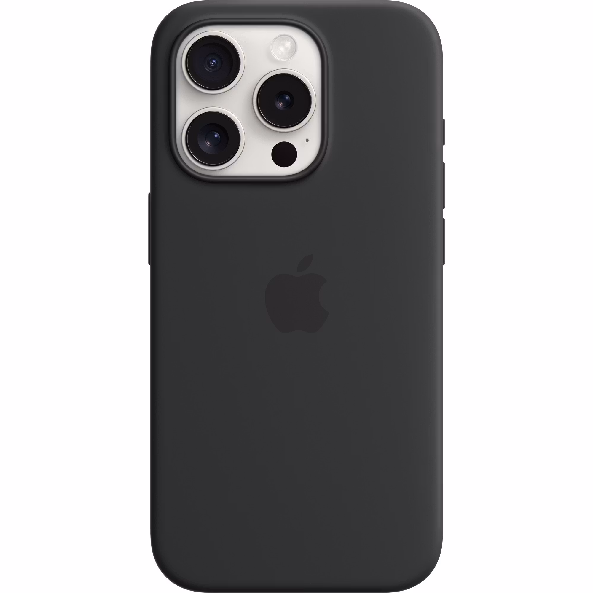Apple silicone case with MagSafe, mobile phone case (black, iPhone 15 Pro)