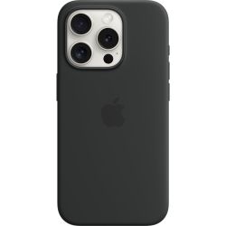 Apple silicone case with MagSafe, mobile phone case (black, iPhone 15 Pro)