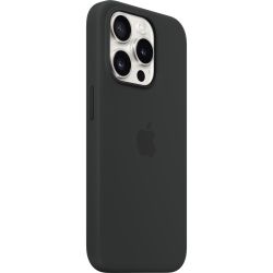 Apple silicone case with MagSafe, mobile phone case (black, iPhone 15 Pro)