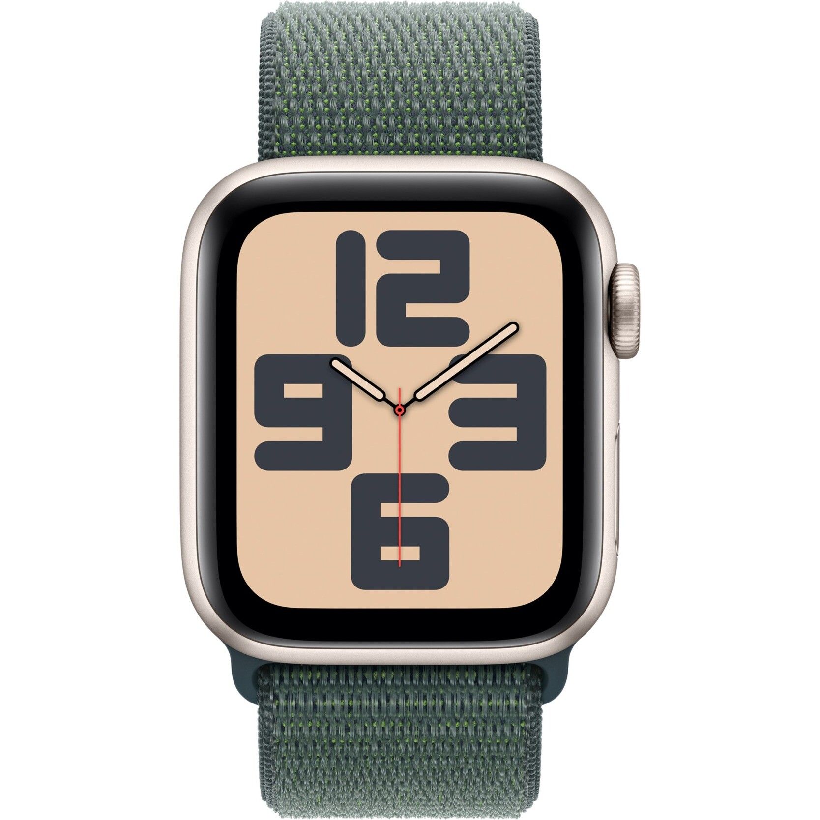 Apple Watch SE, Smartwatch (champagne, aluminum, 40 mm, Sport Loop Sea Green)