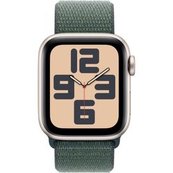 Apple Watch SE, Smartwatch (champagne, aluminum, 40 mm, Sport Loop Sea Green)