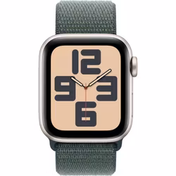 Apple Watch SE, Smartwatch (champagne, aluminum, 40 mm, Sport Loop Sea Green, cellular)