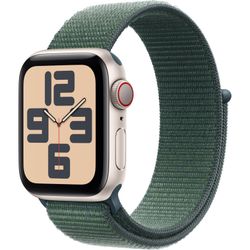 Apple Watch SE, Smartwatch (champagne, aluminum, 40 mm, Sport Loop Sea Green, cellular)