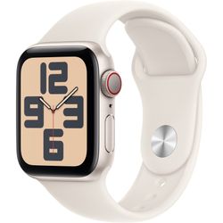 Apple Watch SE, Smartwatch (champagne, aluminum, 40 mm, Polarstern M/L sport band, cellular)