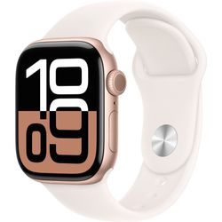 Apple Watch Series 10, Smartwatch (rose gold, aluminum, 42 mm, pale pink sport band M/L)