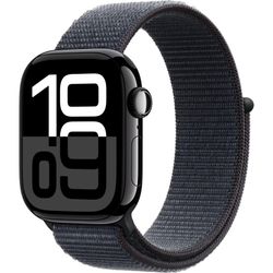 Apple Watch Series 10, Smartwatch (black (glossy), aluminum, 42 mm, Sport Loop ink, cellular)