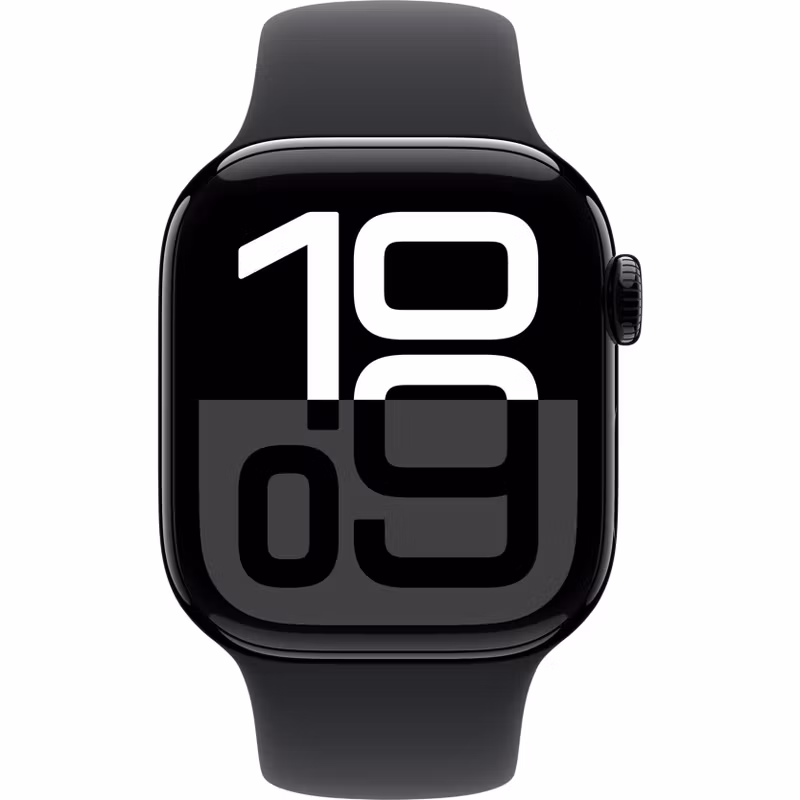 Apple Watch Series 10 GPS 42 mm Gagatsvart Svart sportband - S/M