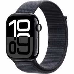 Apple Watch Series 10, Smartwatch (black (glossy), aluminum, 46 mm, Sport Loop ink, cellular)