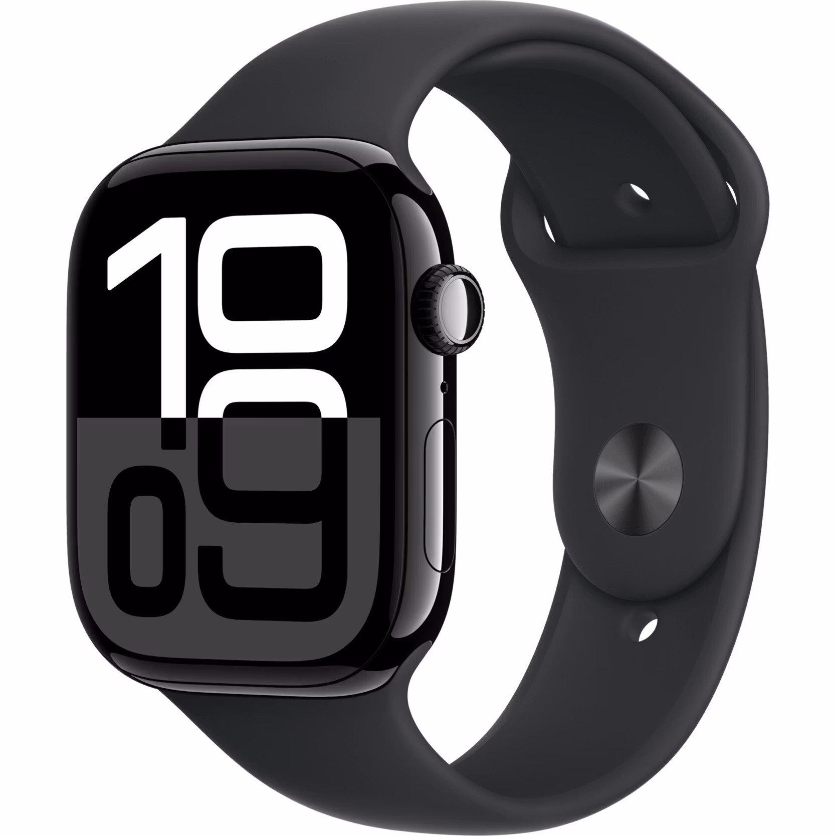 Apple Watch Series 10, Smartwatch (black (glossy), aluminum, 46 mm, black sport band S/M)