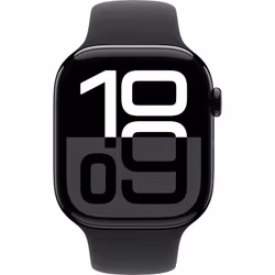 Apple Watch Series 10, Smartwatch (black (glossy), aluminum, 46 mm, black sport band S/M, cellular)
