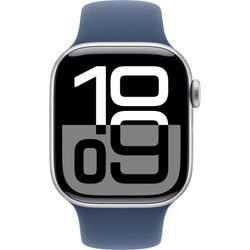 Apple Watch Series 10, Smartwatch (silver, aluminum, 42 mm, sports strap Denim M/L, cellular)