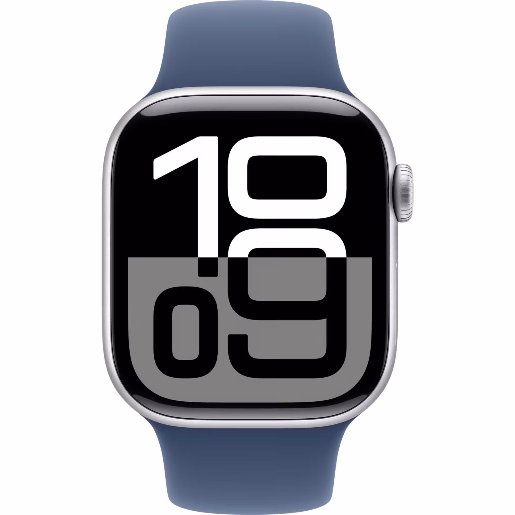 Apple Watch Series 10, Smartwatch (silver, aluminum, 42 mm, sports strap Denim S/M)