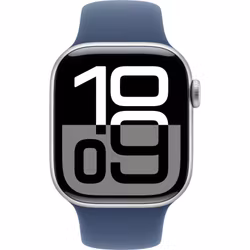 Apple Watch Series 10, Smartwatch (silver, aluminum, 42 mm, sports strap Denim S/M)
