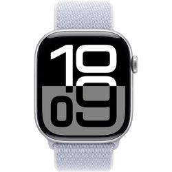 Apple Watch Series 10, Smartwatch (silver, aluminum, 46 mm, Sport Loop blue cloud)