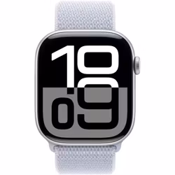 Apple Watch Series 10, Smartwatch (silver, aluminum, 46 mm, Sport Loop blue cloud)