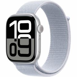 Apple Watch Series 10, Smartwatch (silver, aluminum, 46 mm, Sport Loop blue cloud)
