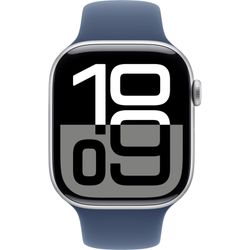 AppleWatch Series 10 GPS 46mm Silver Aluminium Case with Denim Sport Band - M/L