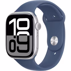 AppleWatch Series 10 GPS 46mm Silver Aluminium Case with Denim Sport Band - M/L