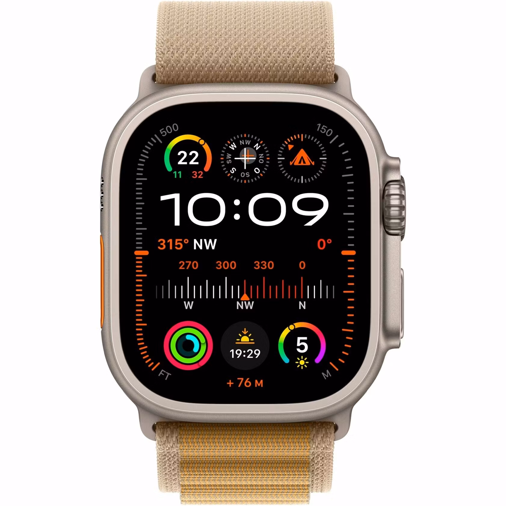 Apple Watch Ultra 2 GPS + Cell 49 mm naturlig titan med Ljusbrun Bergsloop M