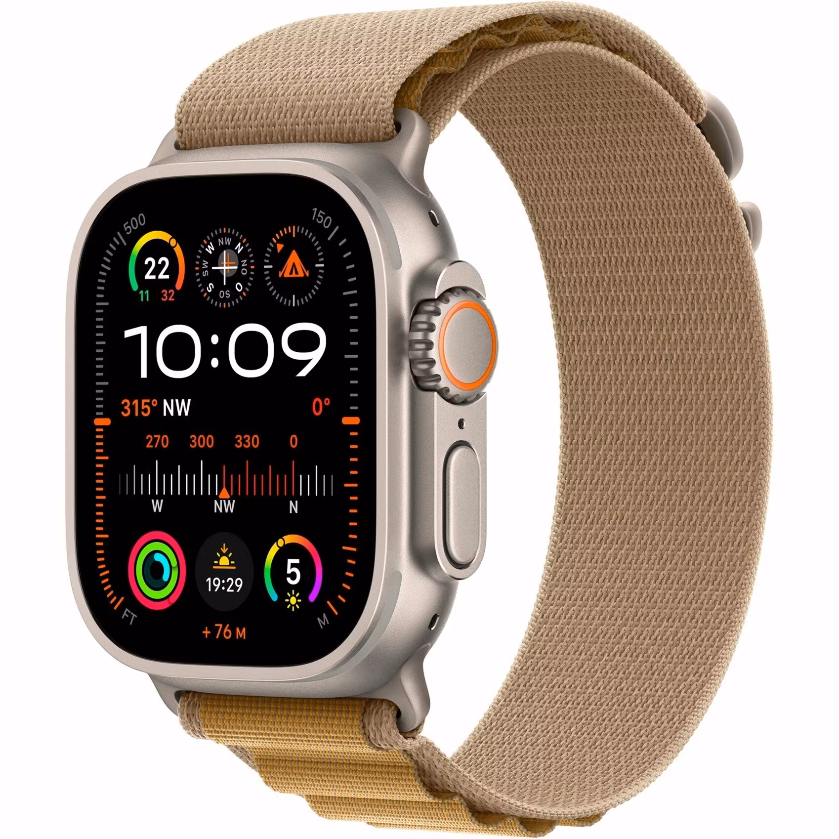 Apple Watch Ultra 2 GPS + Cell 49 mm naturlig titan med Ljusbrun Bergsloop M