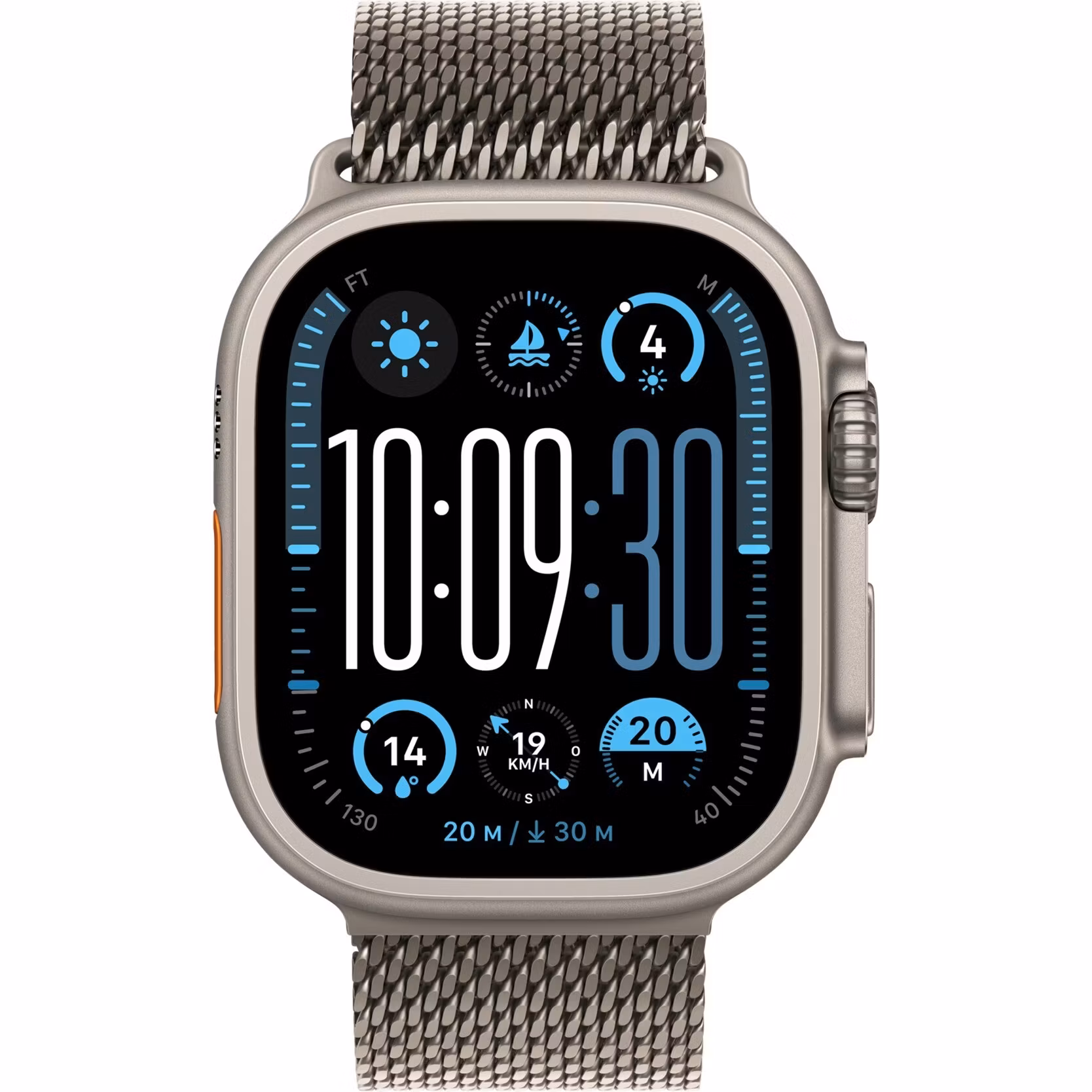Apple Watch Ultra 2, Smartwatch (grey, 49 mm, Milanese strap titanium natural, titanium case, cellular)