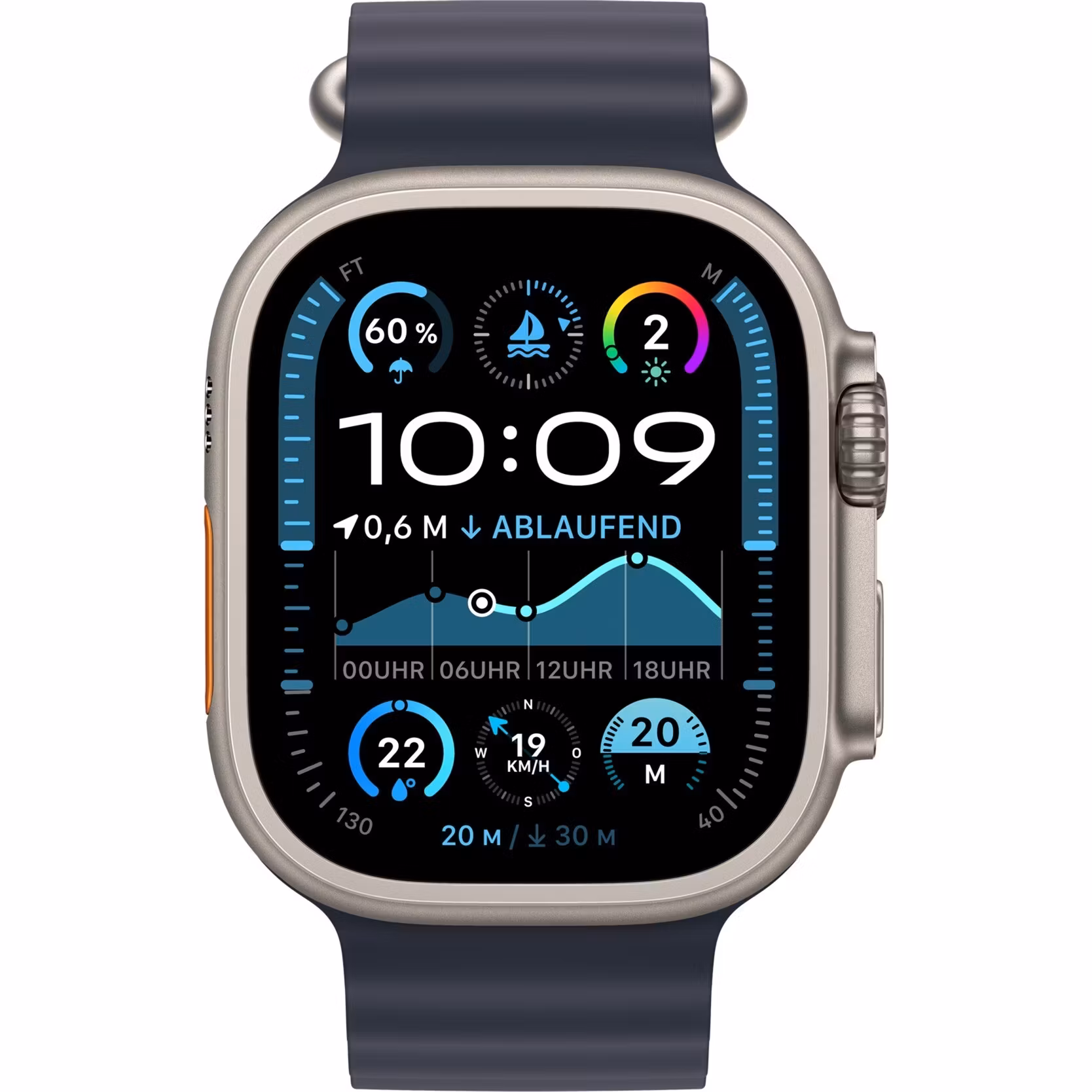 Apple Watch Ultra 2 Wifi + Cell Grey 49 mm Ocean strap black titanium case