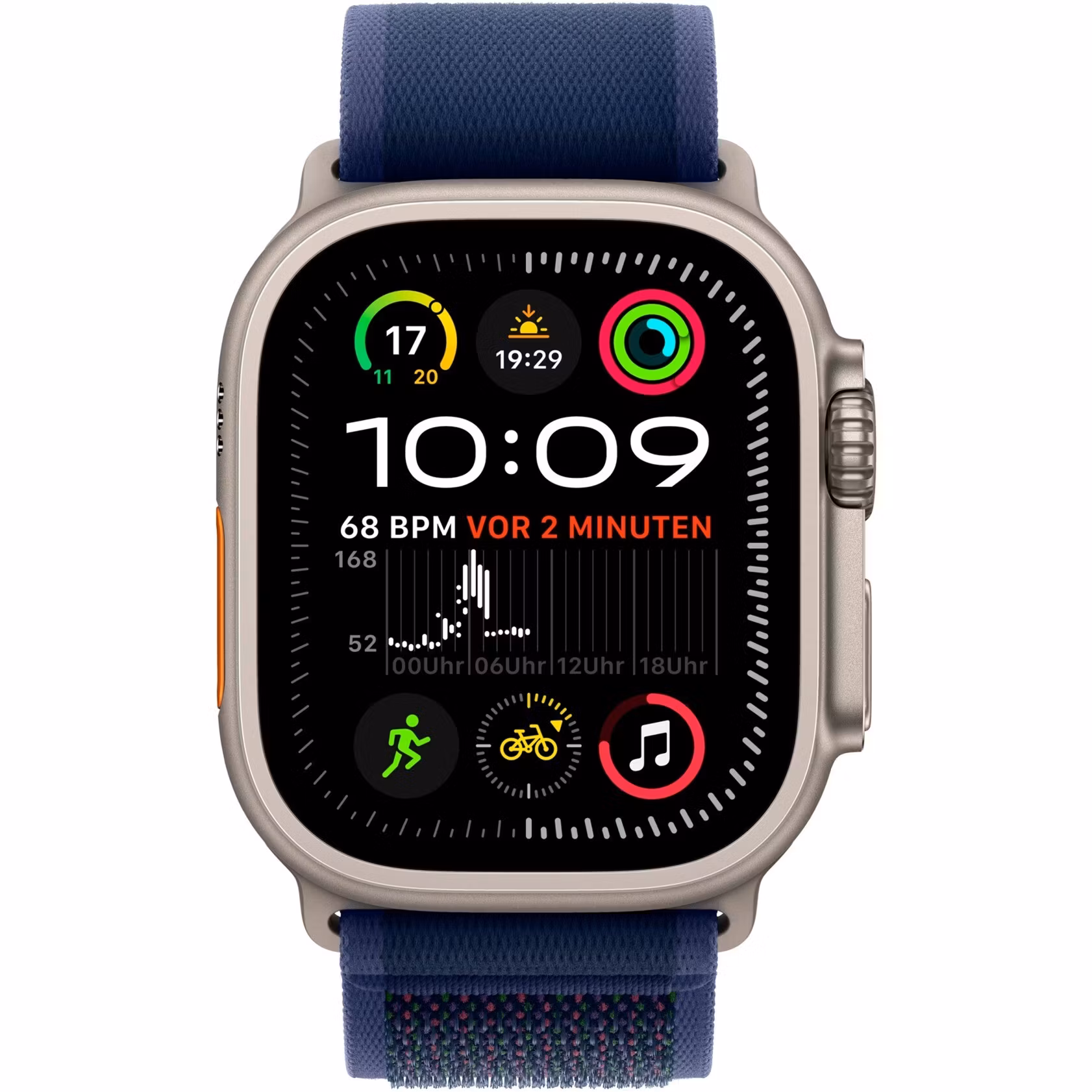 Apple Watch Ultra 2, Smartwatch (grey, 49 mm, Trail Loop blue S/M, titanium case, cellular)