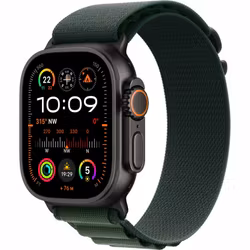 Apple Watch Ultra 2 GPS + Cell 49 mm Svart titan med Mörkgrön Bergsloop