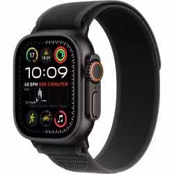 Apple Watch Ultra 2, Smartwatch (black, 49 mm, Trail Loop black M/L, titanium case, cellular)