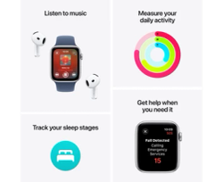 Apple Watch SE (2023), Smartwatch (silver/blue, 40 mm, sports strap, aluminum)