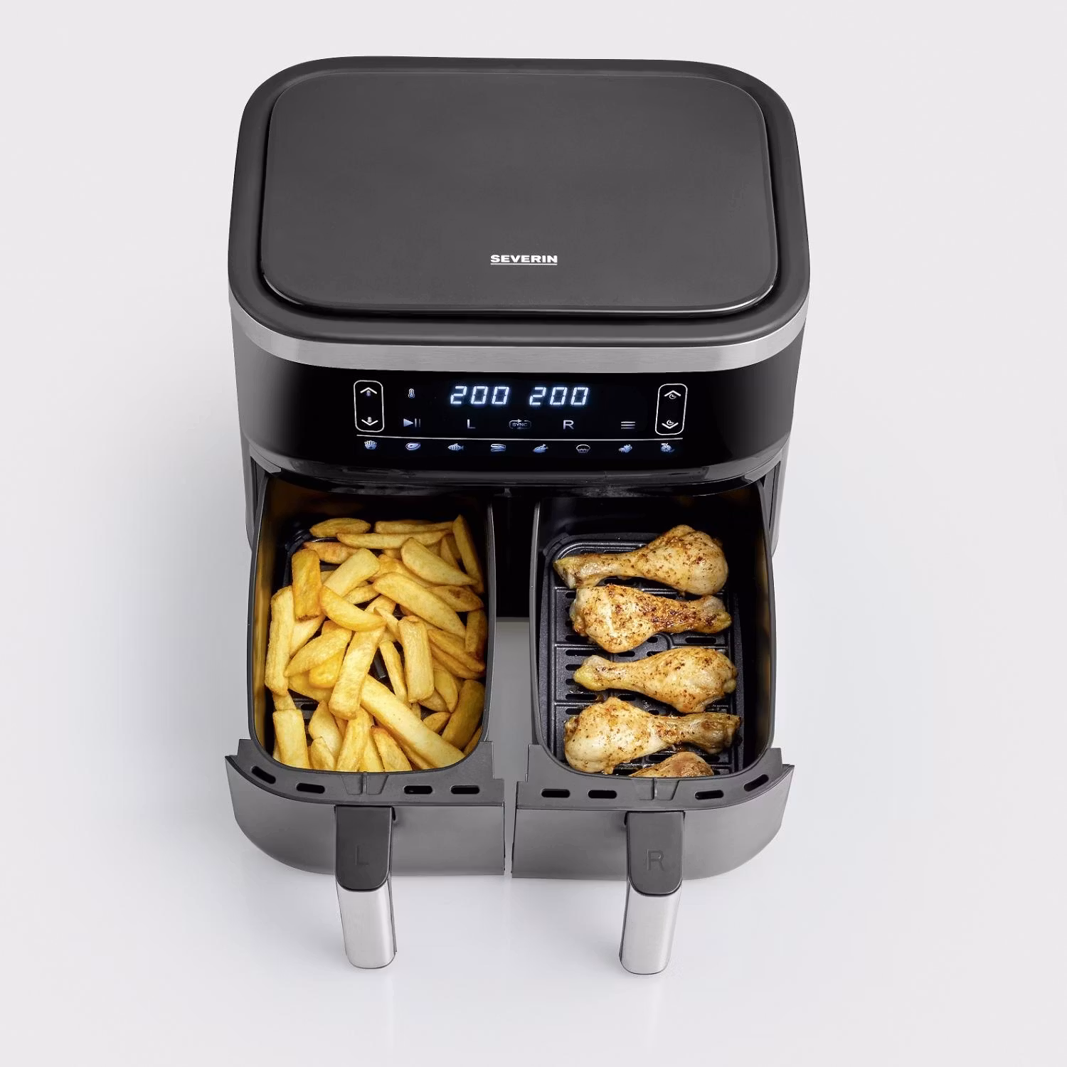 Severin AirFryer Dubbel 2X4L FR2453 2850w Svart