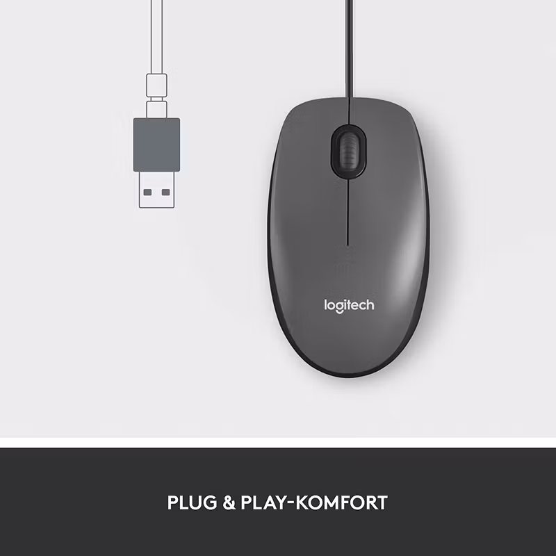 Logitech M100 Trådbunden Mus Svart