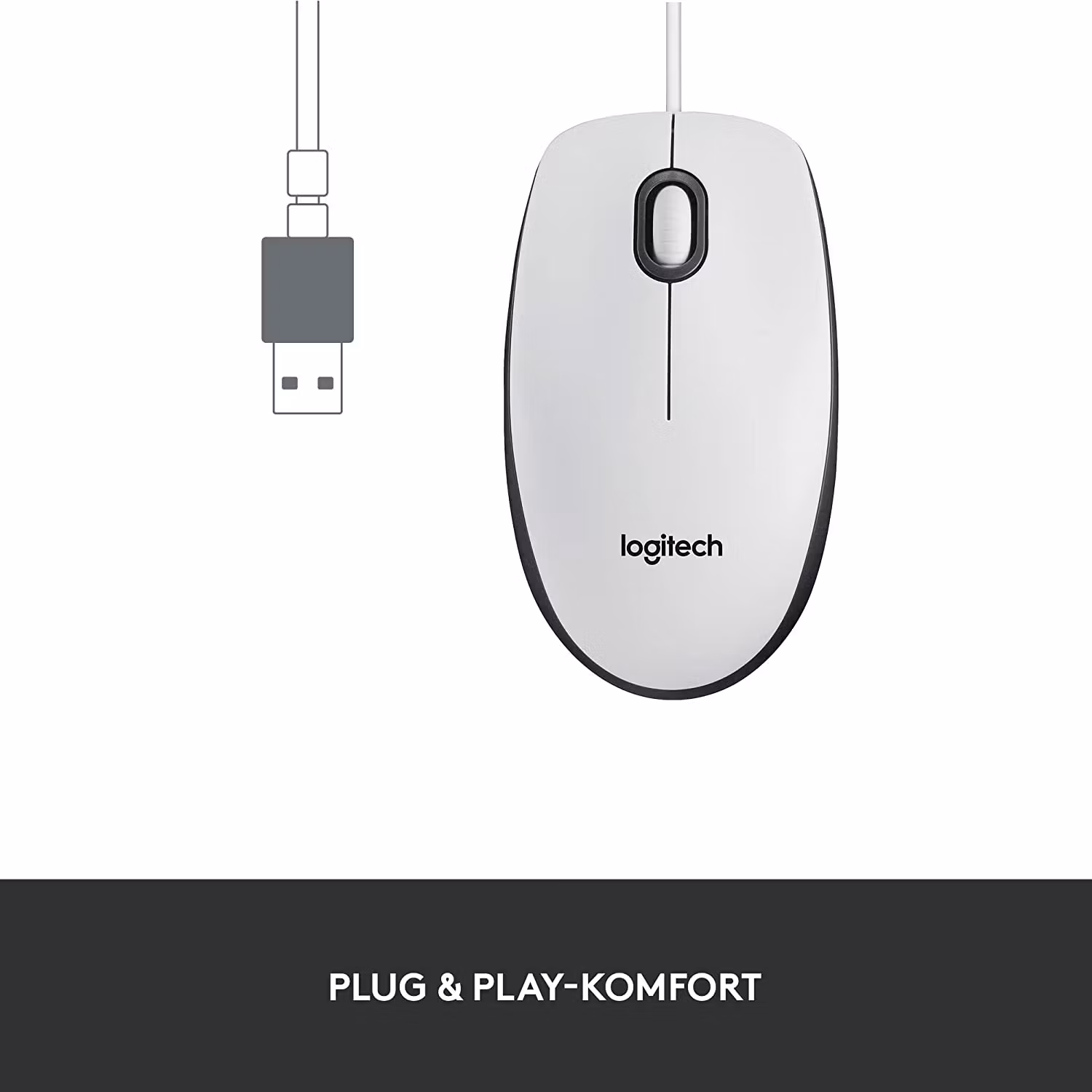 Logitech M100 Trådbunden Mus Vit