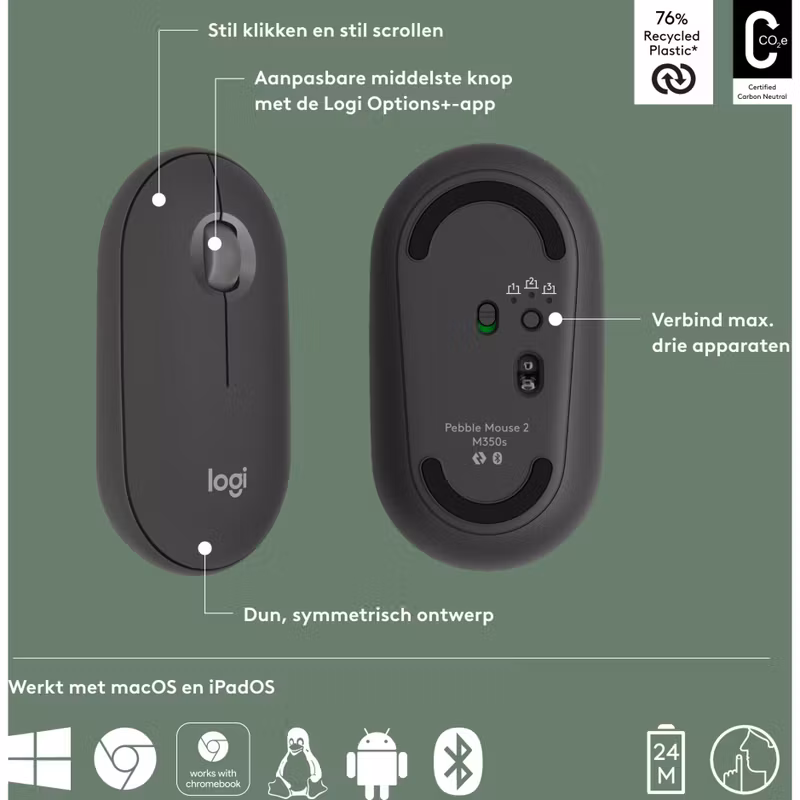 Logitech Pebble Mouse 2 M350s mouse Grafit