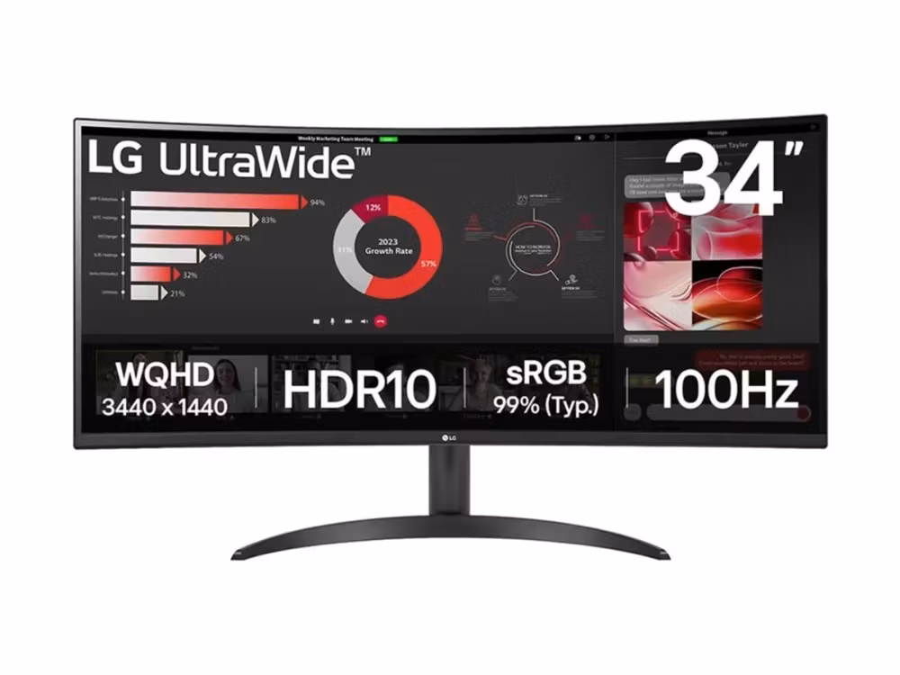 LG 34" UltraWide 34WR50QK-B UWQHD (3440x1440) 100Hz Curved