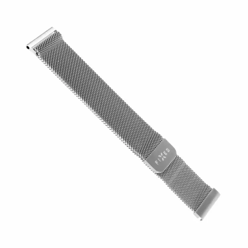 FIXED Mesh Strap Armband i rostfritt stålnät med Quick Release för smartklocka 20 mm Silver