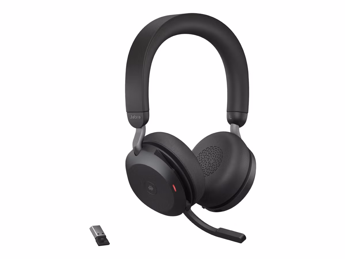 Jabra Evolve2 75 MS Stereo trådlöst headset med stativ Svart