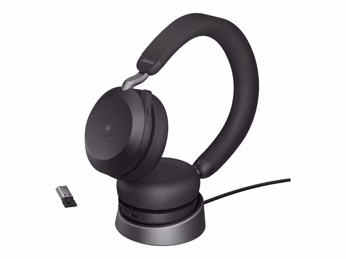 Jabra Evolve2 75 MS Stereo trådlöst headset med stativ Svart