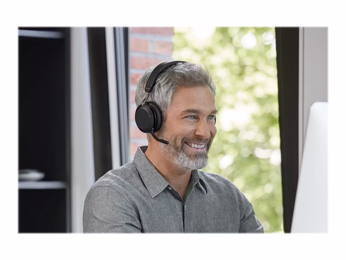 Jabra Evolve2 75 MS Stereo trådlöst headset med stativ Svart