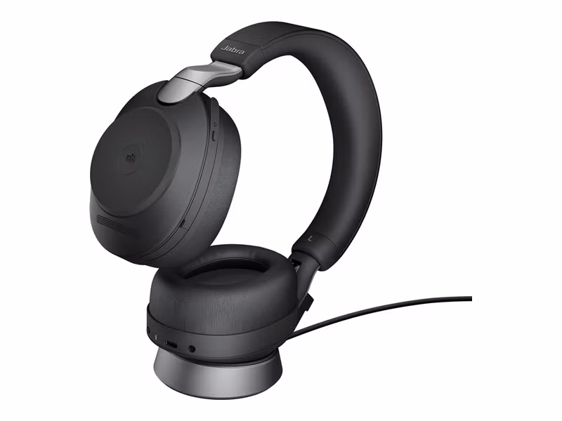 Jabra Evolve2 85 L380a MS Stereo headset med laddningställ Svart
