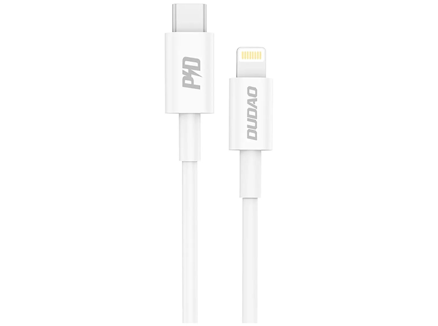 Dudao USB-C till Lightning-kabel med PD 20W och snabb dataöverföring Vit