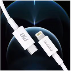 Dudao USB-C till Lightning-kabel med PD 20W och snabb dataöverföring Vit