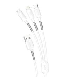 Dudao USB-A till Lightning/USB Micro/USB-C 3-in-1 kabel 1,2m Vit
