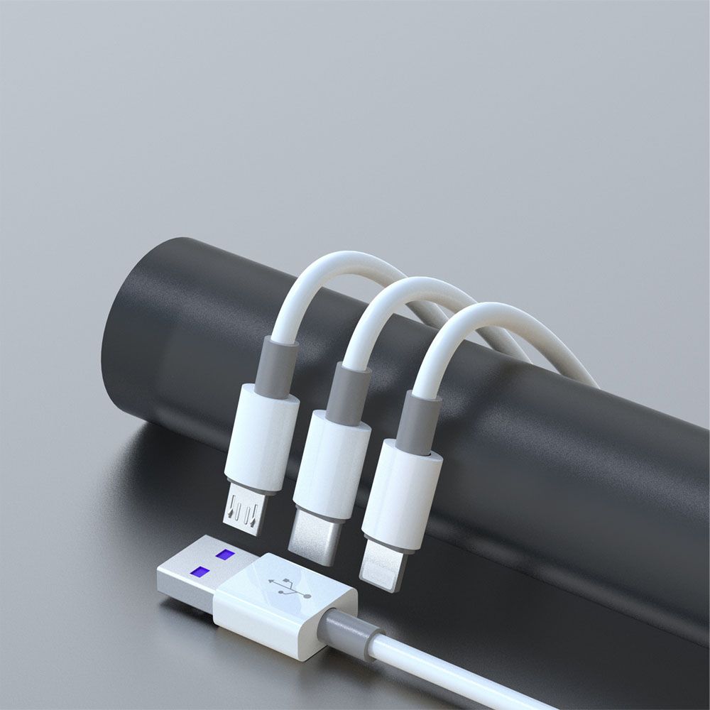 Dudao USB-A till Lightning/USB Micro/USB-C 3-in-1 kabel 1,2m Vit