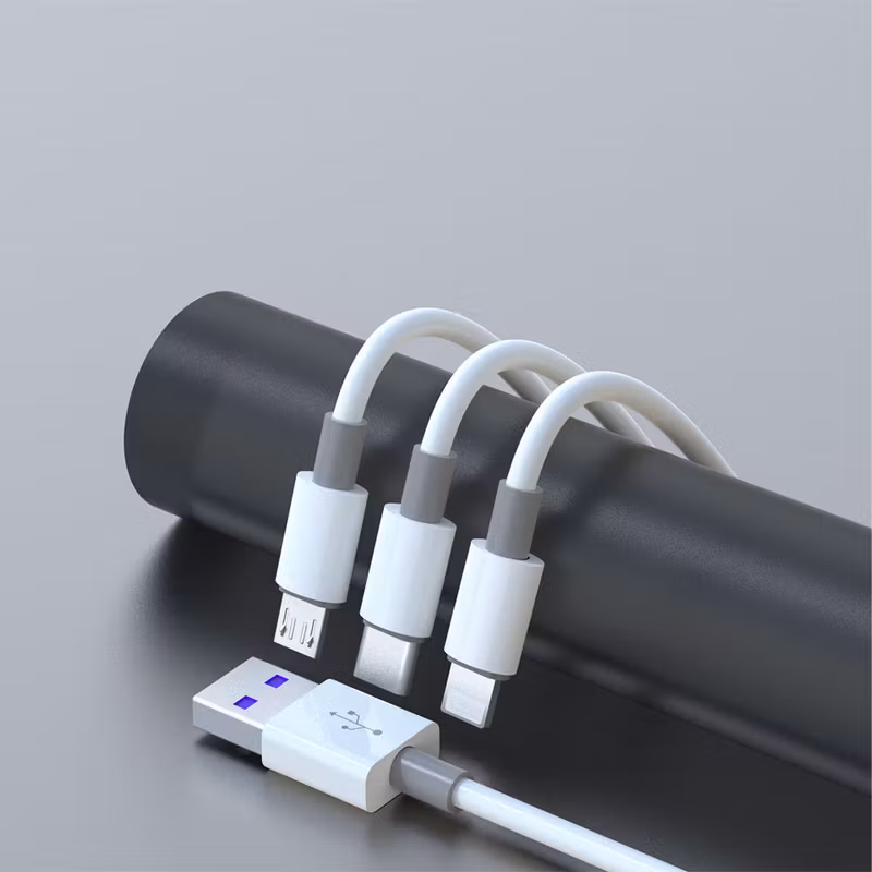 Dudao USB-A till Lightning/USB Micro/USB-C 3-in-1 kabel 1,2m Vit