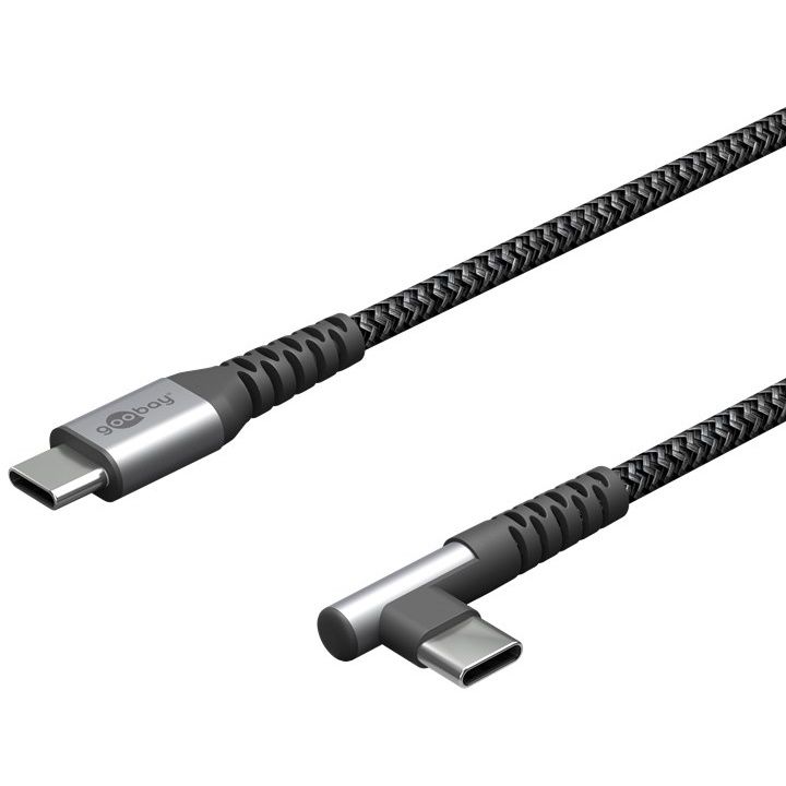 Goobay 64659 USB-C till USB-C kabel med 90 graders vinkel Svart
